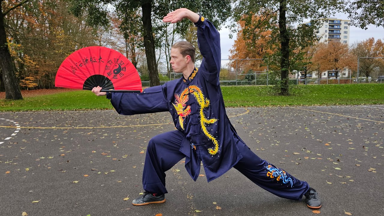 Yang Style Tai Chi Fan 18 Form 杨式18势太极扇正面 Tai Chi He Yong Gan