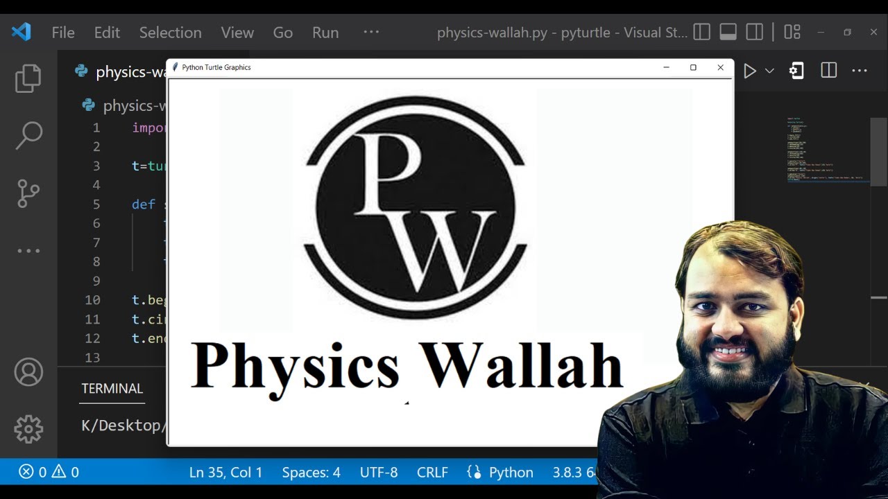 @PhysicsWallah Logo Drawing Using Python Turtle | Python For Beginners | Learnonpy