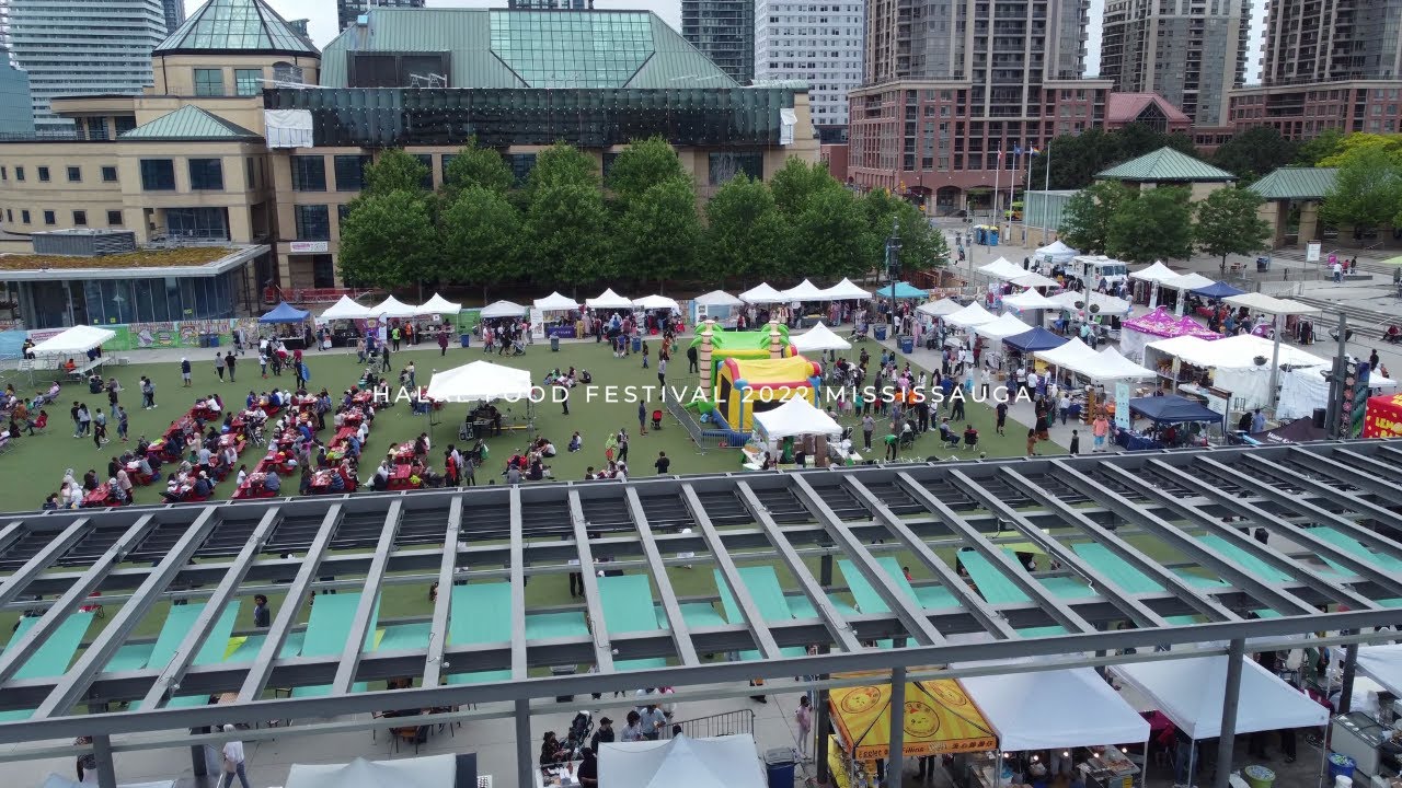 Mississauga Halal Food Fest Drone Shots 2022 - Celebration Square 4K
