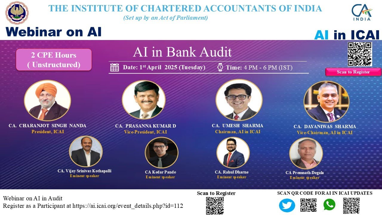 AI in Bank Audit | ICAI Webinar | 2 CPE Hours | Learn How AI is Transforming Banking Audits