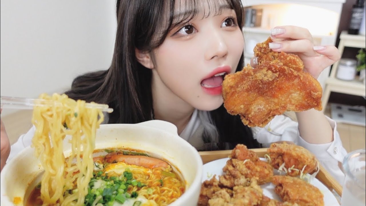 【モッパン】辛ラーメンと唐揚げを爆食いしてみた