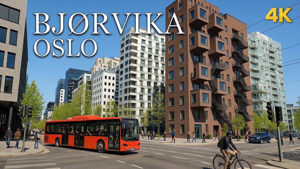 Street Walk in Oslo’s Business District — Bjørvika in 4K
