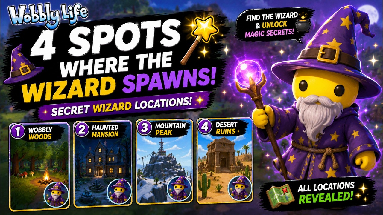 Wobbly Life – 4 Spots Where the Wizard Spawns 🧙‍♂️✨ | Secret Wizard Locations!