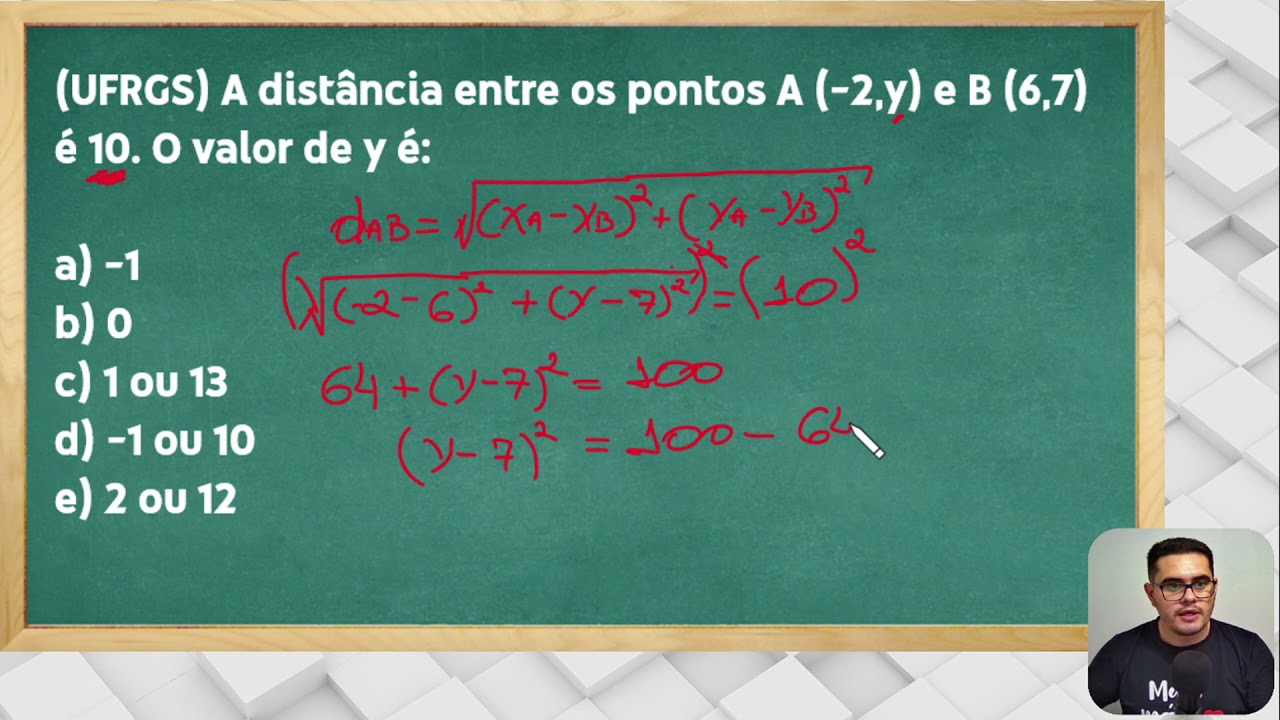 EXERCÍCIO SOBRE DISTÂNCIA ENTRE DOIS PONTOS
