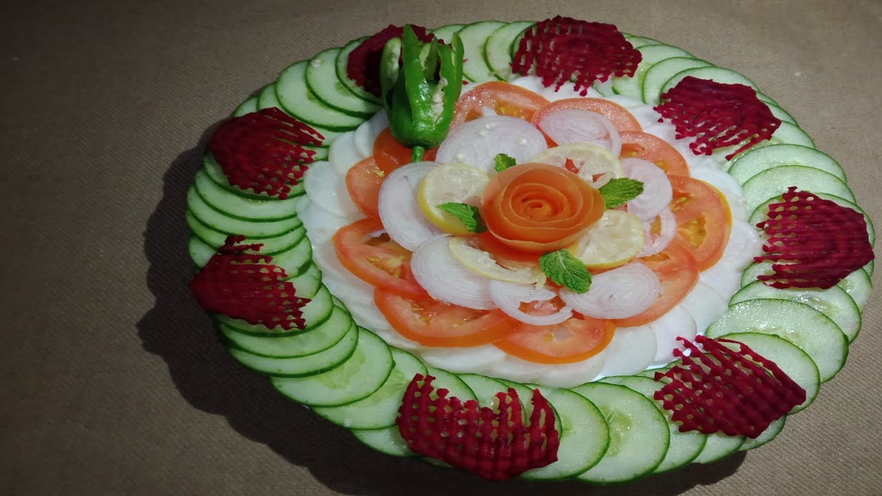 Cucumber Salad Decoration | Tomato rose & cucumber lovely salad | Simple and easy salad decoration