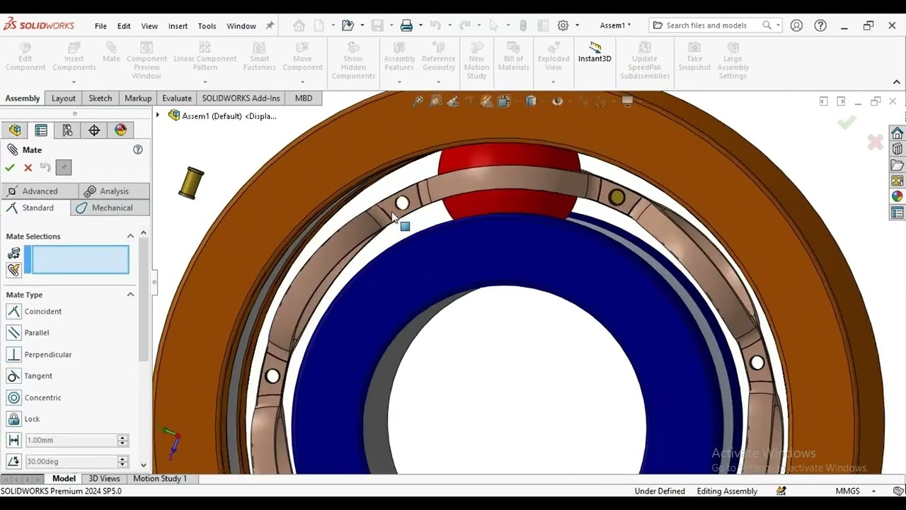How to Assemble each major component of the Ball Bearing in SolidWorks - Full Tutorial - Final PART