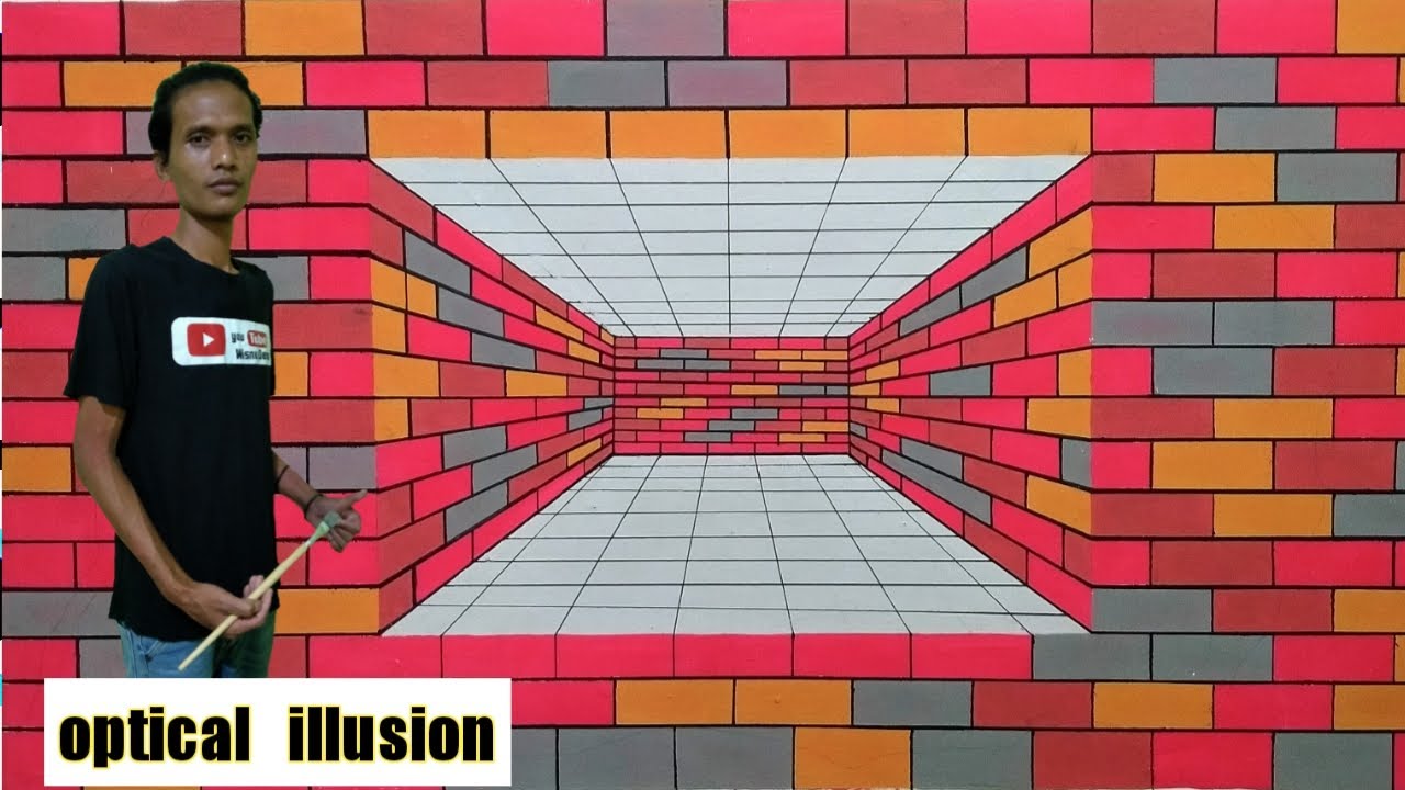 CAT TEMBOK MOTIF BATU BATA | OPTICAL ILLUSION 3D WALL PAINTING | MURAL DINDING 3D
