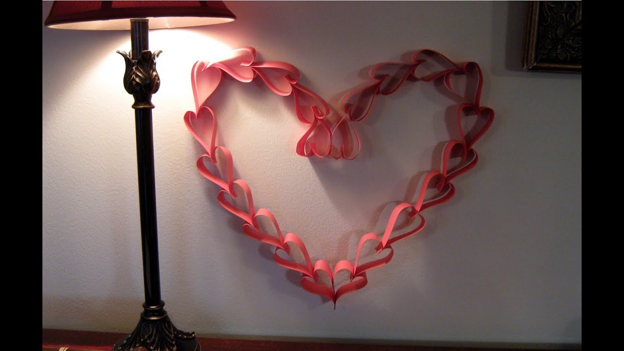 Valentines Day paper heart wreath decoration