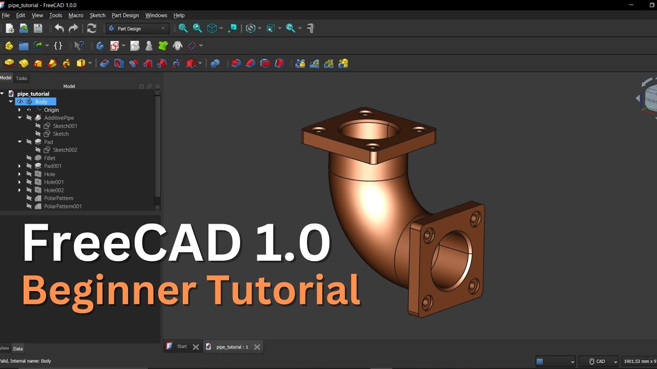 FreeCAD 1.0 Beginner Tutorial | Exercise 1
