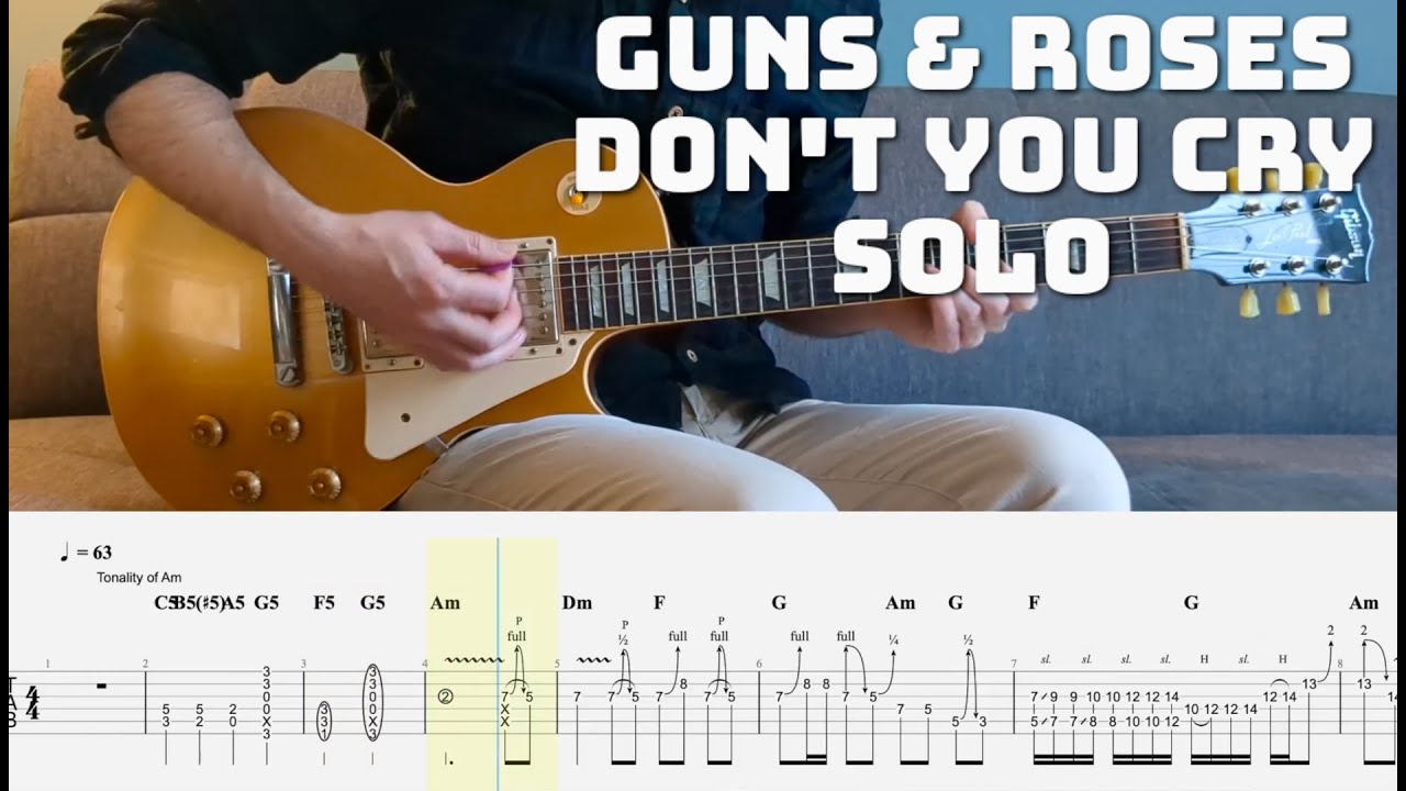 Guns & Roses Don't Cry Solo Cover Lesson with TABS