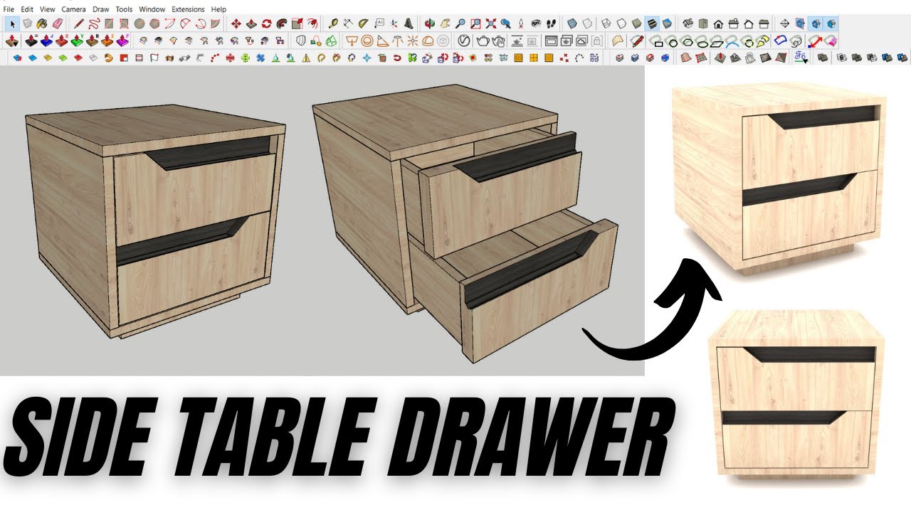 How to make a sidetable drawer in Sketchup + Vray