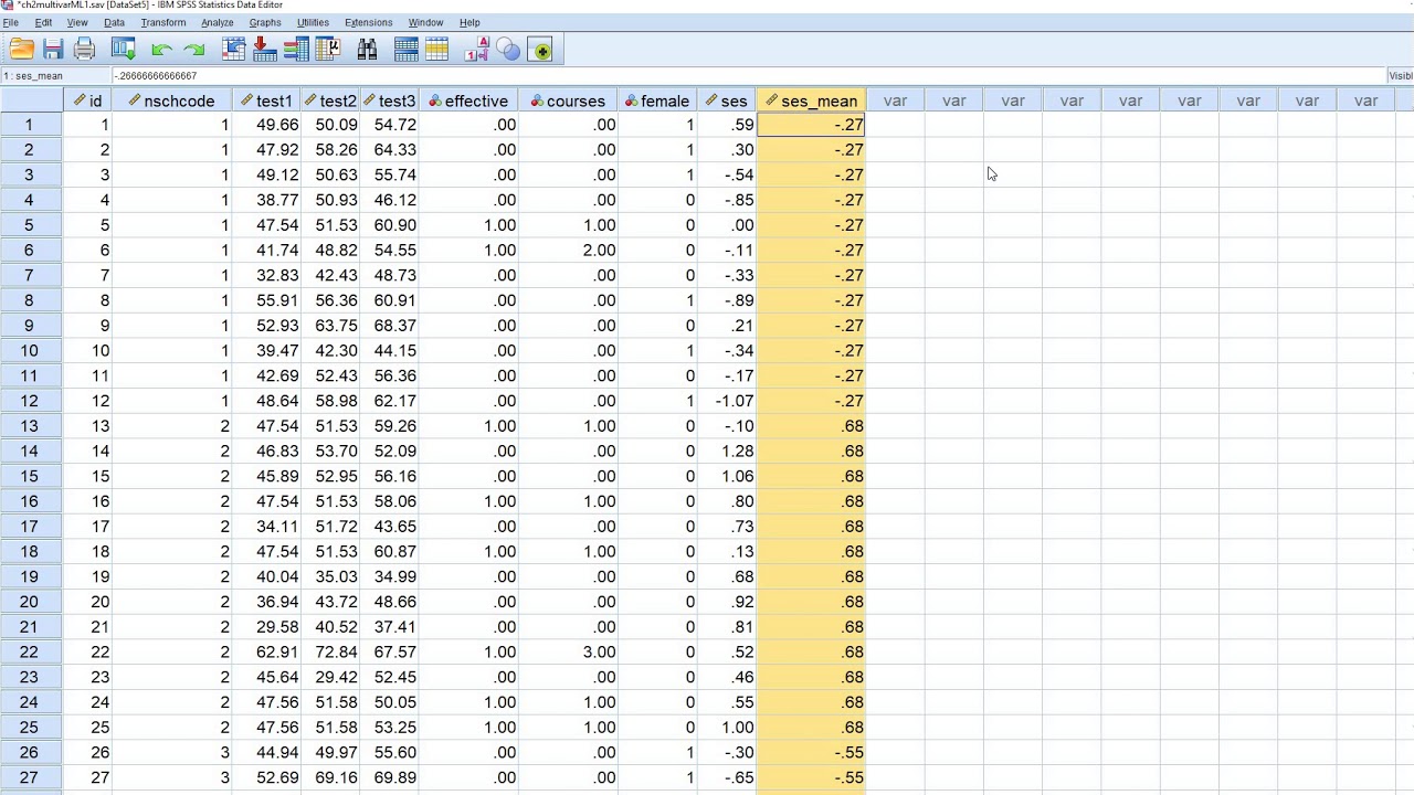 Using aggregate function in SPSS when performing multilevel analysis (Jan 2020)