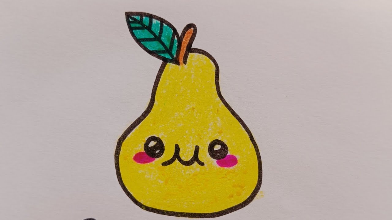 Very easy cute yellow pear 🍐 drawing ।। Let's draw pear 🍐🍐 fruit।। #peardrawing #fruitdrawing 
