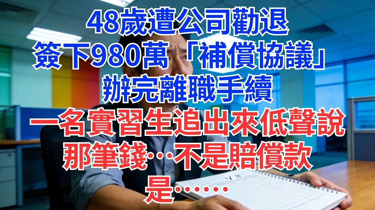 48歲被裁，拿980萬離職？實習生追出門急喊：那不是賠償款！#為人處世#生活經驗#情感故事#职场