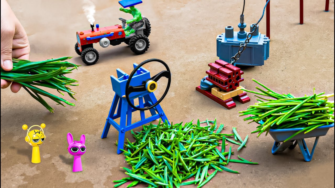Mini Tractor Builds Chaff Cutter to Feed Farm Animals