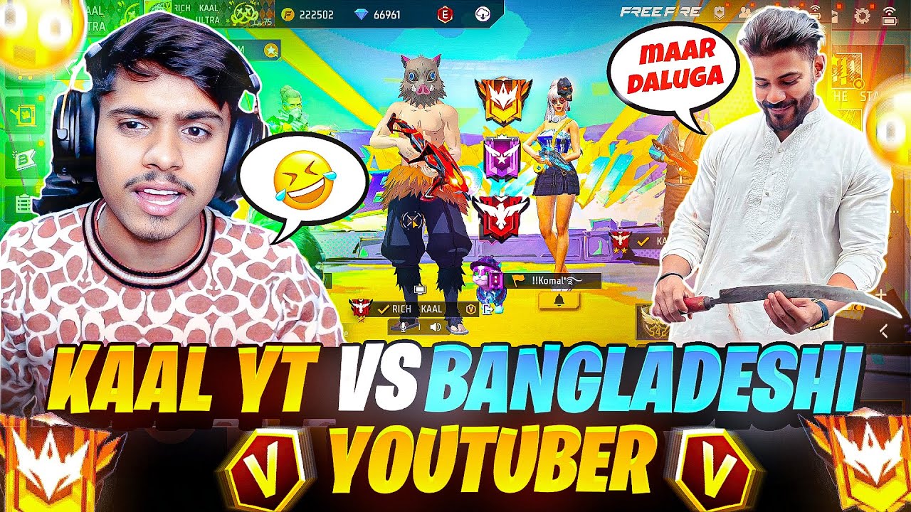 TOP 1 GLOBAL PLAYER VS 3 RED CREMINAL || GRANDMASTER PLAYER CALL ME NOOB || KAAL YT
