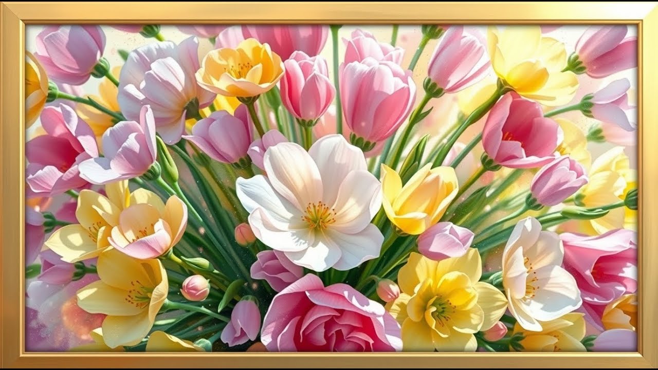 Vibrant Spring Floral Framed TV Art 🌸 4K Bouquet Art Screensaver | Samsung Frame TV Décor