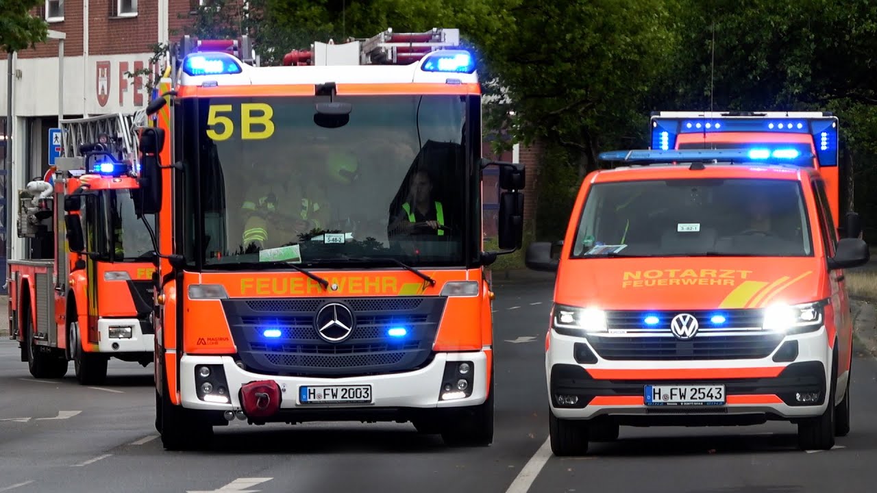 [Pressluft & Springlichtgrüss] Einsatzfahrten von Feuerwehr und Rettungsdienst in Hannover
