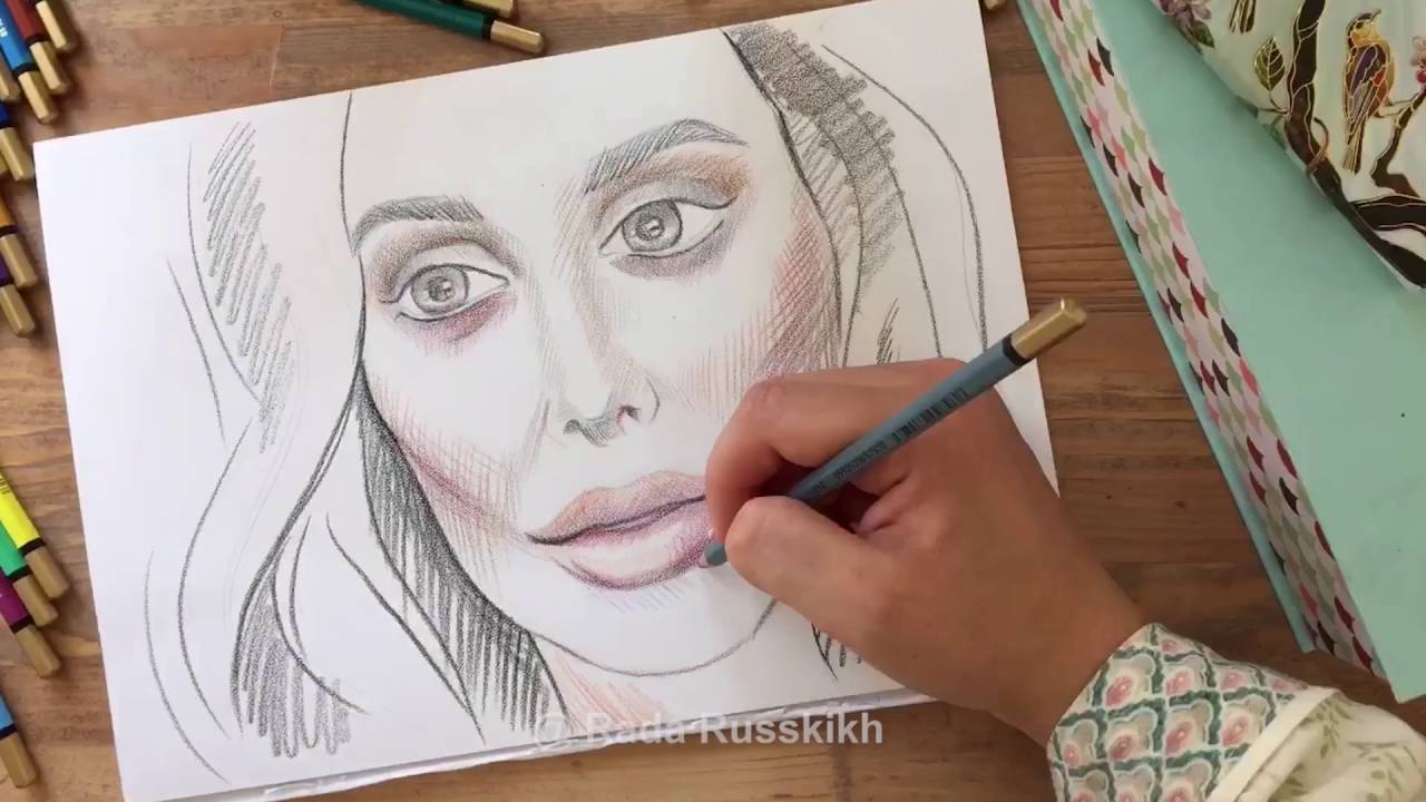 Худа Каттан портрет карандашом. Huda Kattan Portrait Watercolor and Pencil Time Lapse Painting