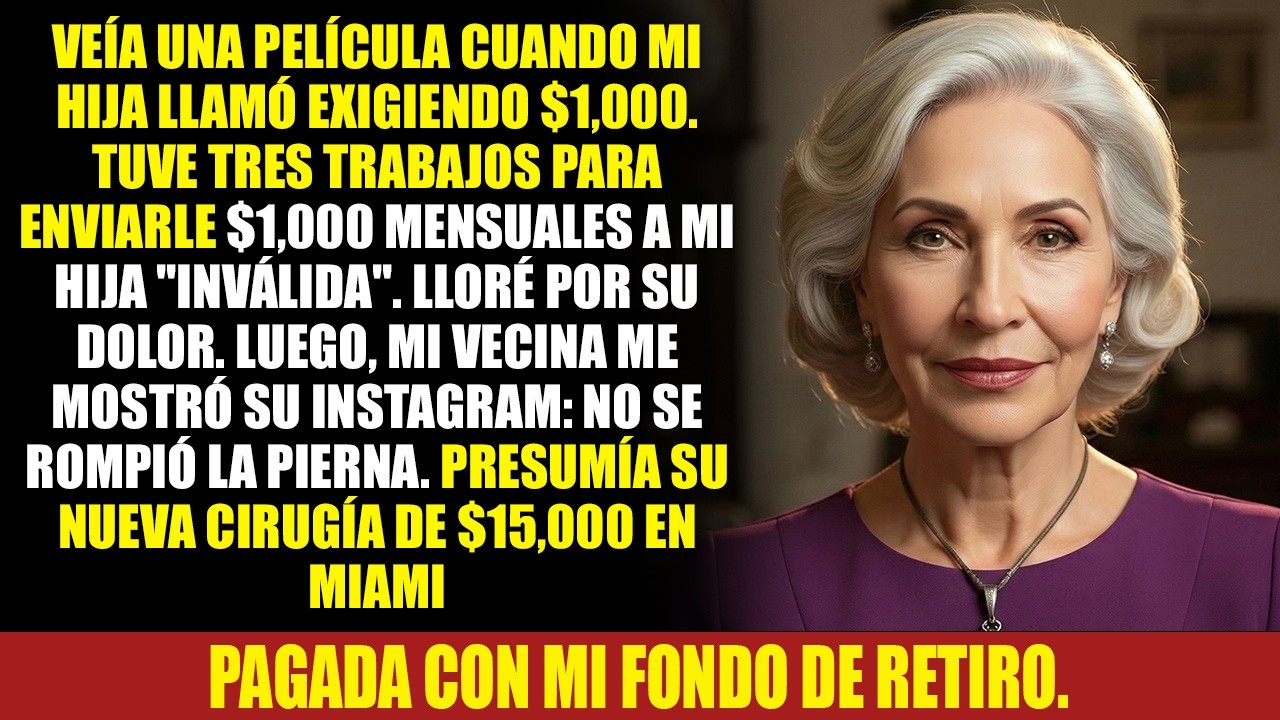 Veía una película cuando mi hija llamó exigiendo $1,000 al mes por su pierna rota... mi..