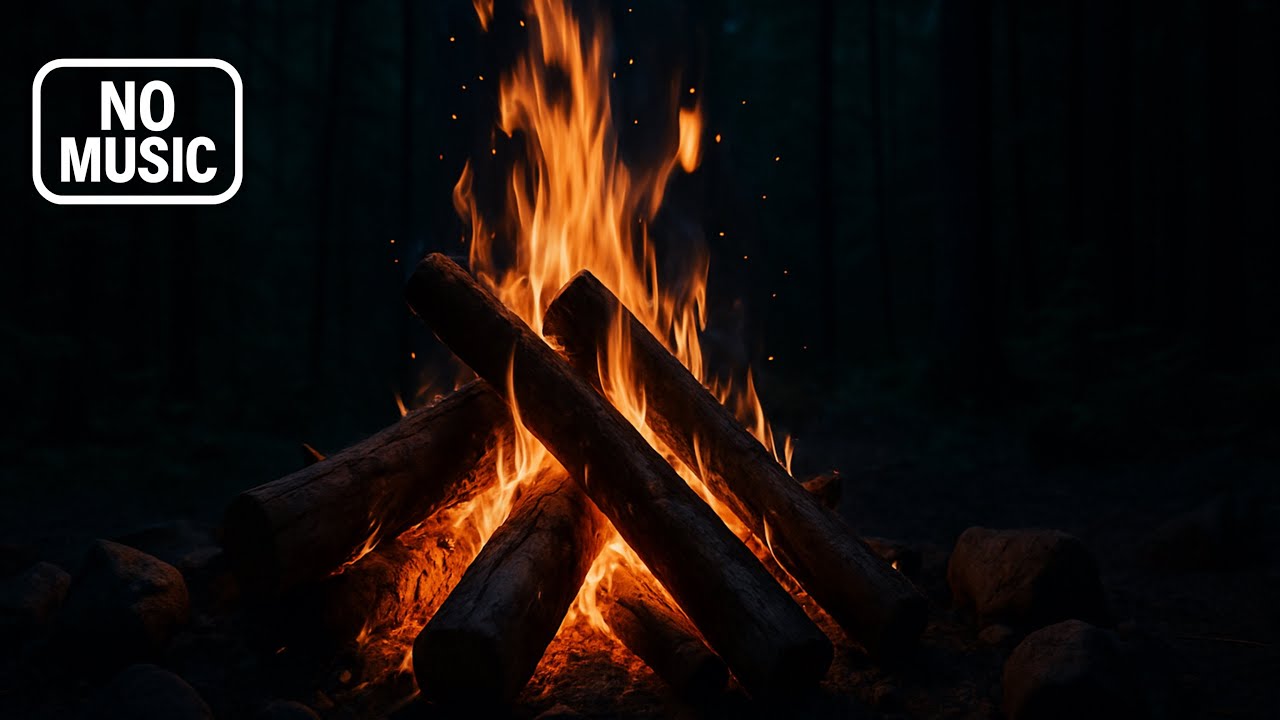 5 HOURS Campfire Sleep Sounds 🔥 Gentle Crackling Fire • No Music • Deep Sleep • 4K