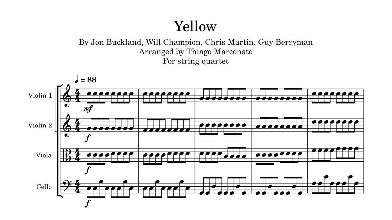 YELLOW (Coldplay) | String quartet
