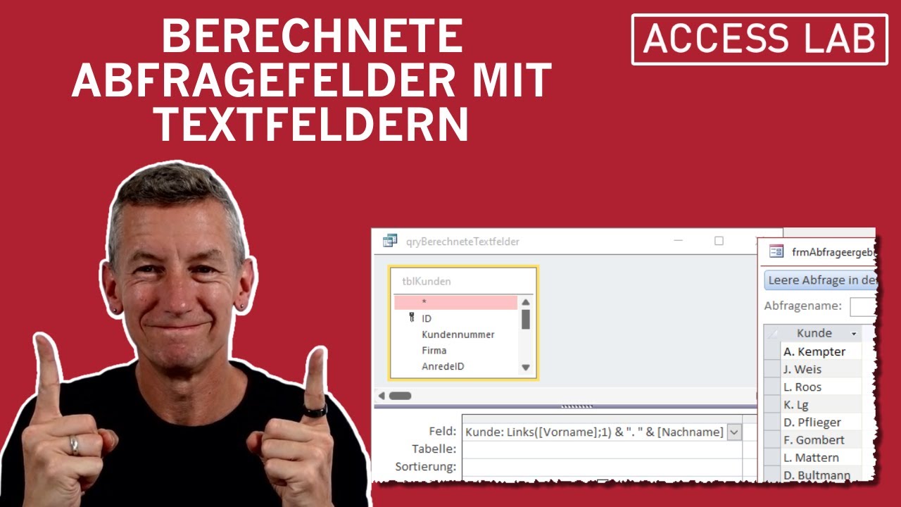 Abfragen: Berechnete Abfragefelder mit Textfeldern