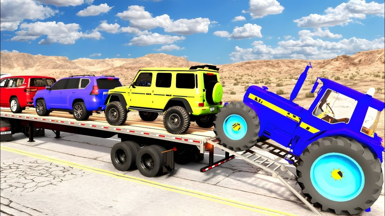 Flatbed Truck McQueen | Transportation with Truck - Pothole vs Car #9 | BeamNG.Drive Gameplay