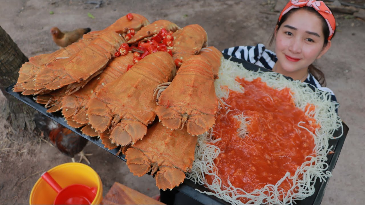 Amazing Lobster Cooking Crispy Glass Noodle - Lobster Cooking - Cooking With Sros