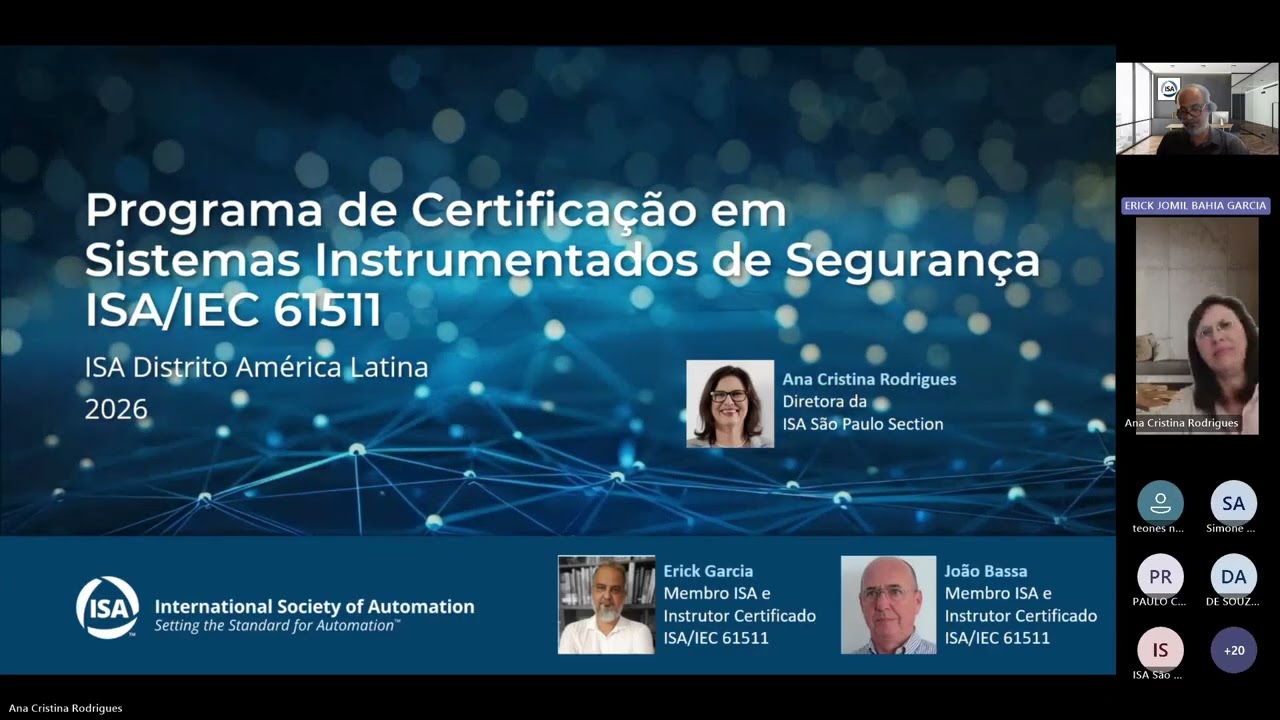 Webinar – ISA São Paulo Section - Programa de Certificação em SIS ISA/IEC 61511 - 09/02/2026