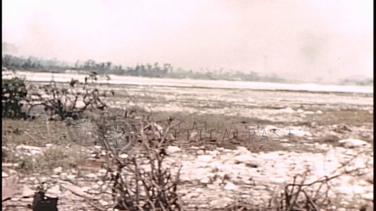US Marines of the 5th Marines Division around an airstrip on Peleliu Island, Pala...HD Stock Footage