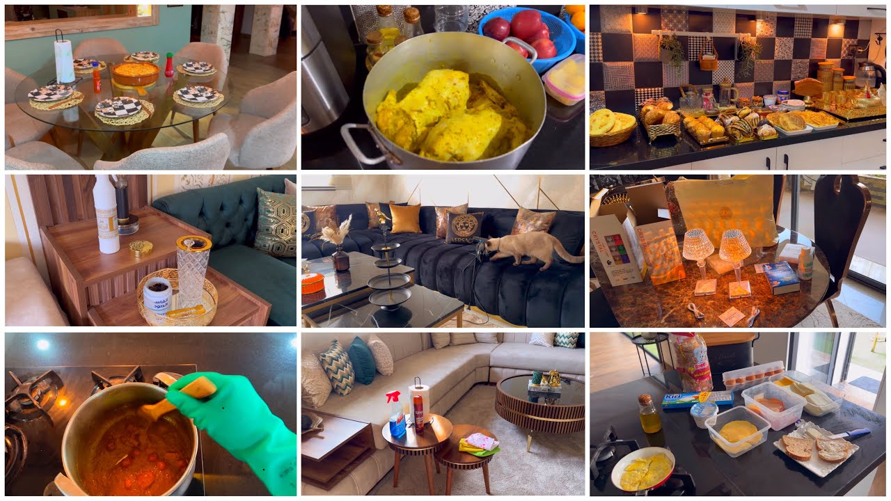 روتيني في تنظيف المنزل قبل مجيء الضيوف😍طريقتي في الدجاج محمر بالدغميرة/tagliatelle au fruit de mer