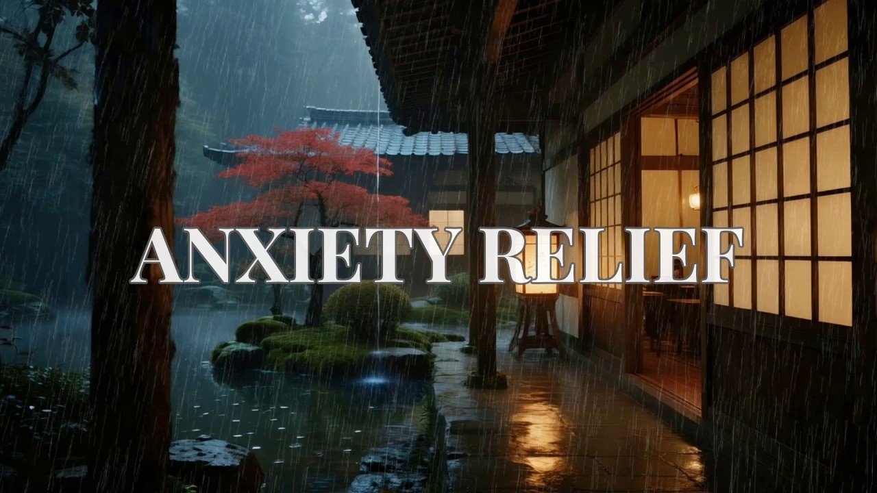 Soothing Rain Drip at a Japanese Zen Temple Veranda for Anxiety Relief and Better Focus