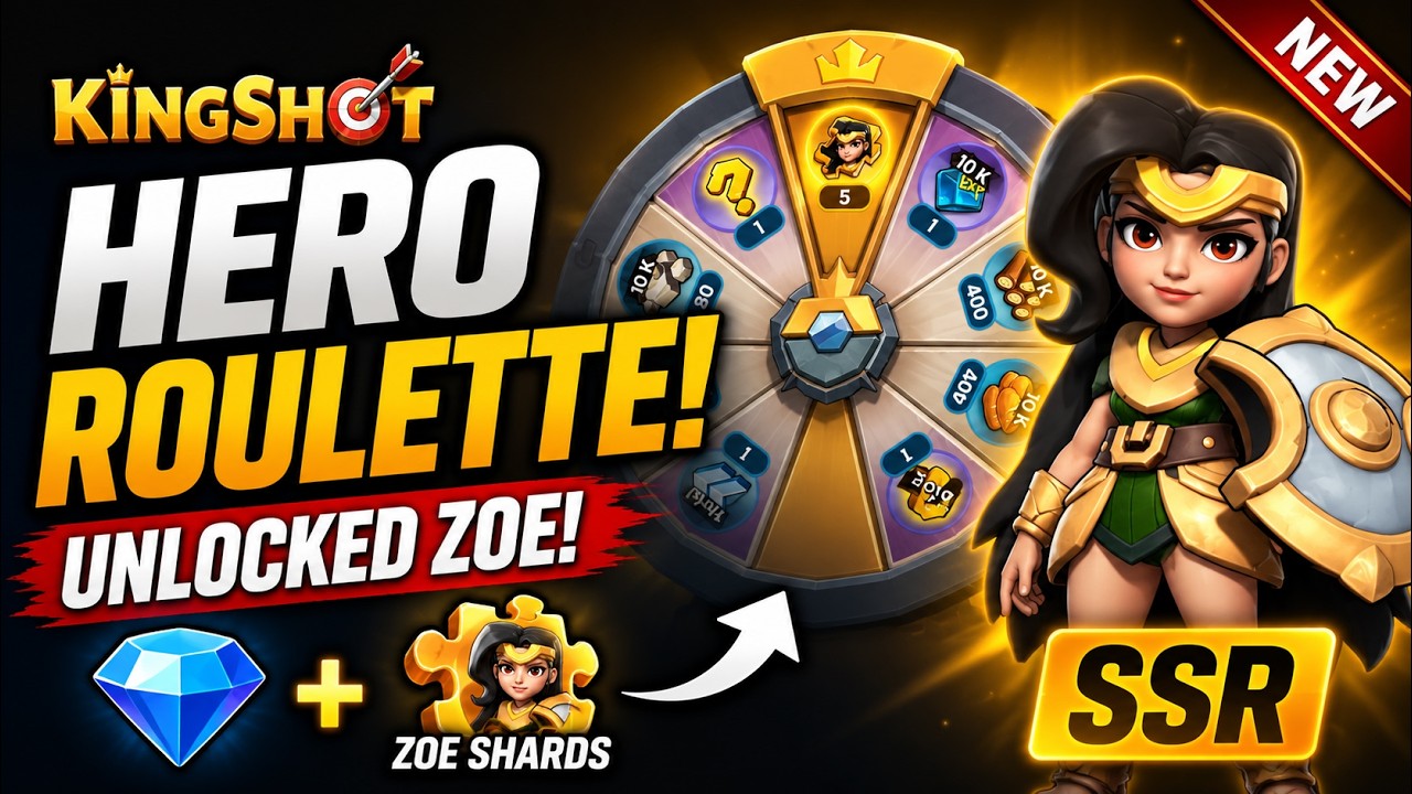 Потратил 15000 ГЕМОВ в &laquo;Геройской рулетке&raquo; | Разблокировал героя ZOE в Kingshot