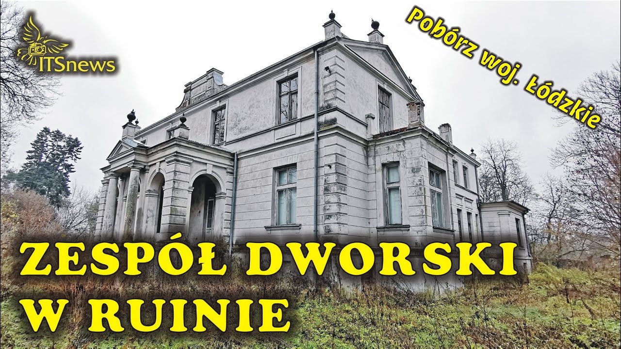 Zespół Dworski w ruinie. Pobórz woj. łódzkie.