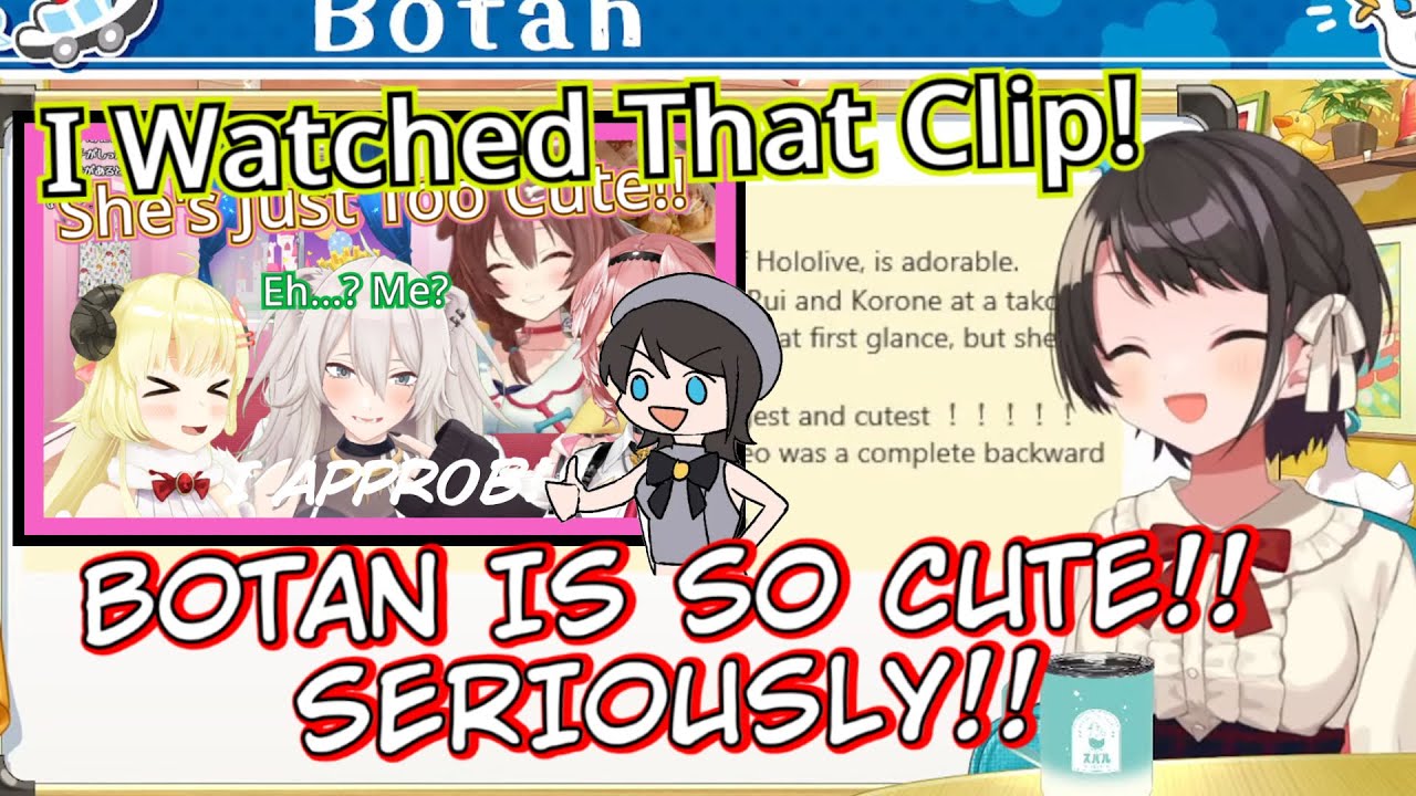 Subaru Can't Help But Nod Furiously When She Watch The Cute Botan Clip [Oozora Subaru/Hololive]