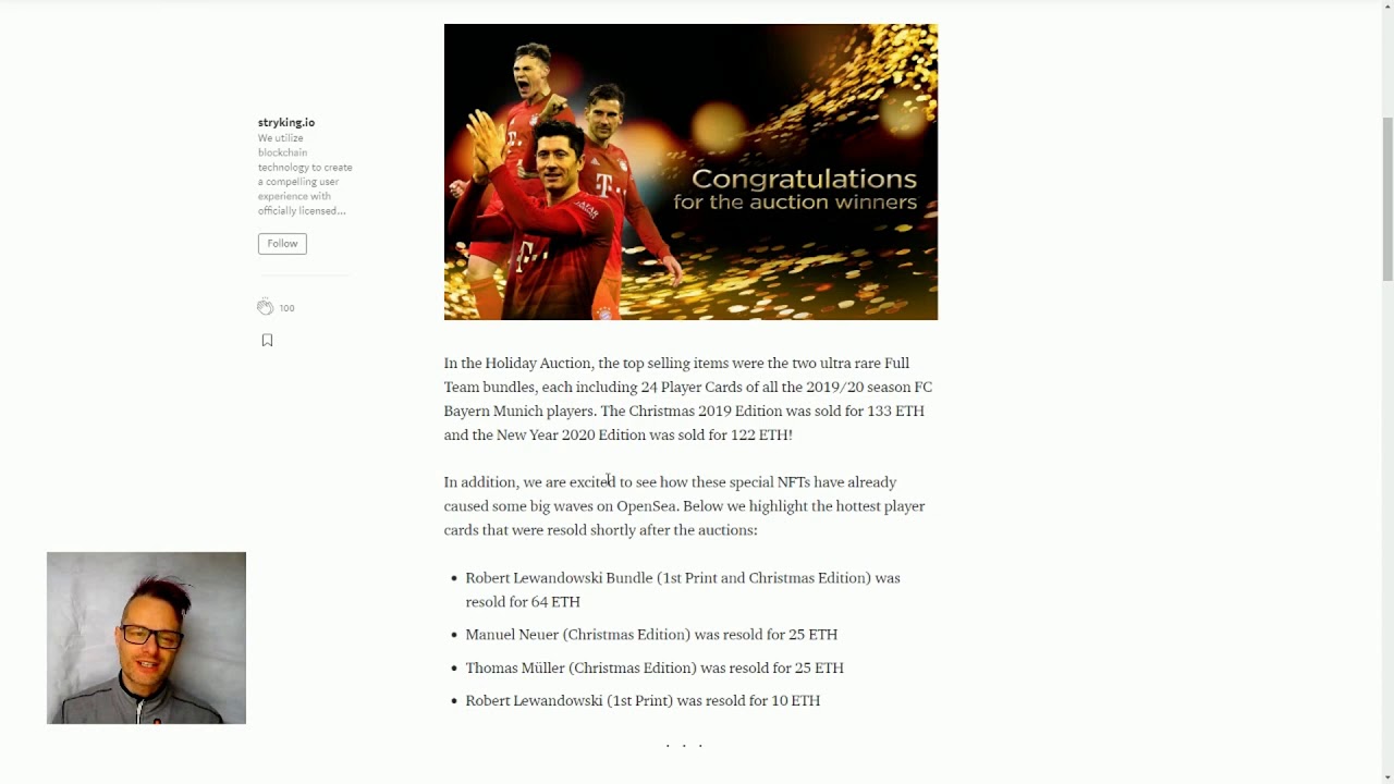 Stryking sells 552 ETH worth of Bayern Munich footballer NFTs