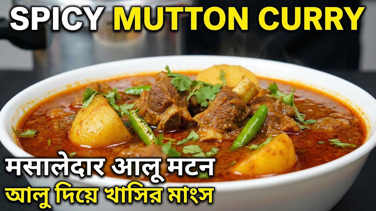 Spicy Mutton Curry with Potatoes | मसालेदार आलू मटन करी | আলু দিয়ে খাসির মাংসের ঝোল