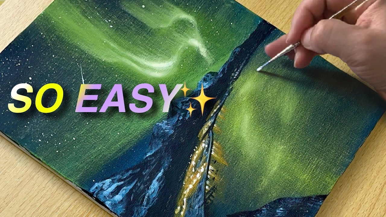 NORTHERN LIGHTS Acrylic Painting for Beginners (Step-by-Step)