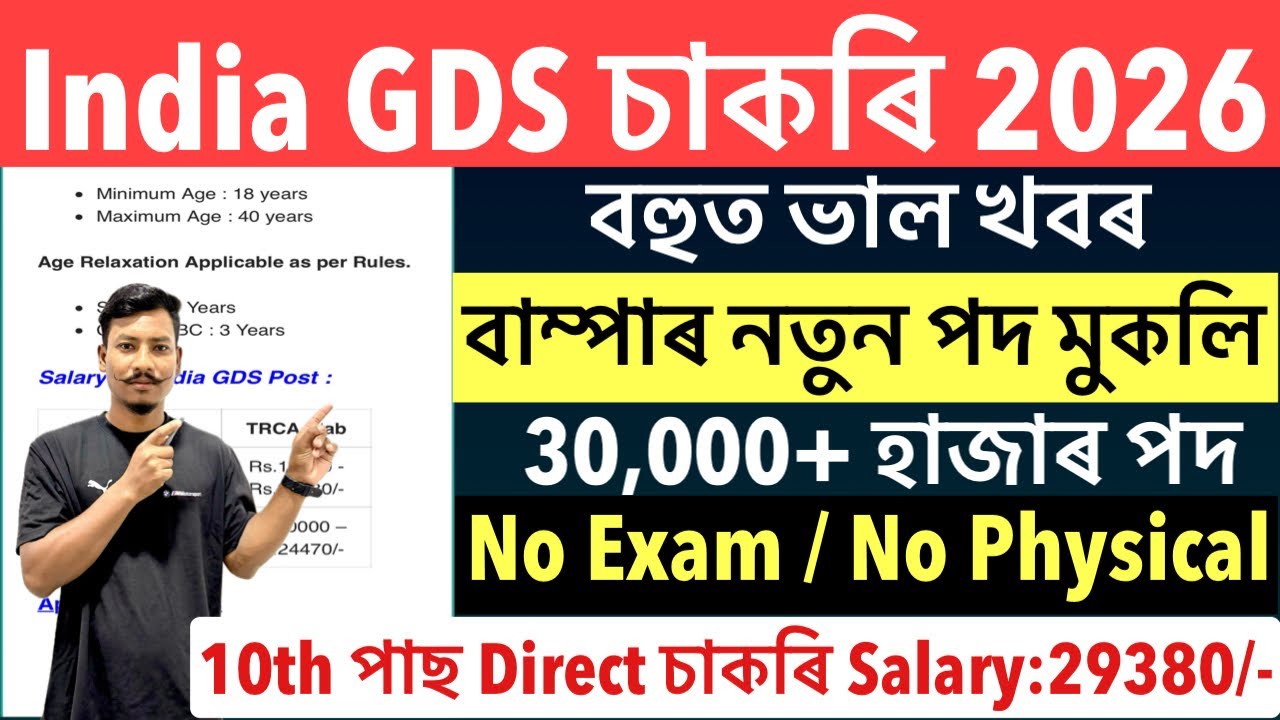 🔥Good News✅India GDS New Recruitment 2026// Notification Out 30000+ Post 10th Passed Jobs No Exam😯