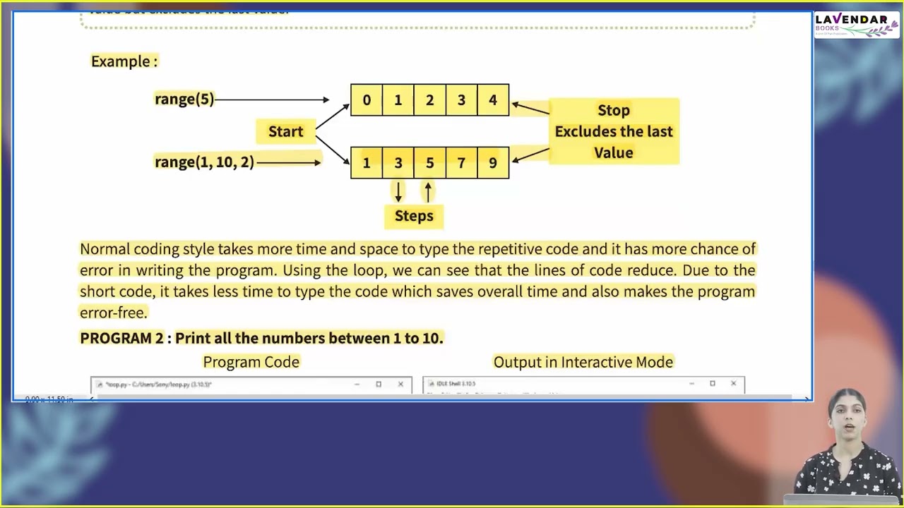 Ch 6 | Lavendar Books | Computer | Class 08 | Looping in Python | For children