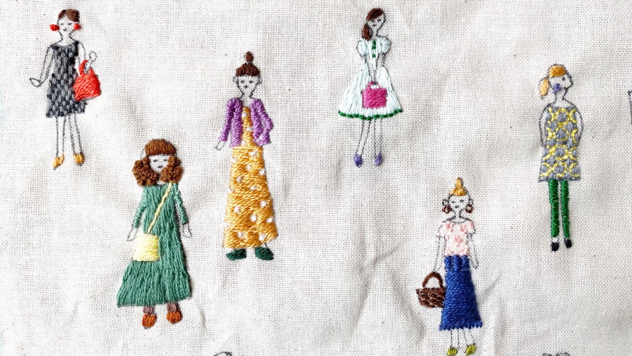100ネエサン刺繍☆プリント布が売ってないからペンで描いてやってみた☆