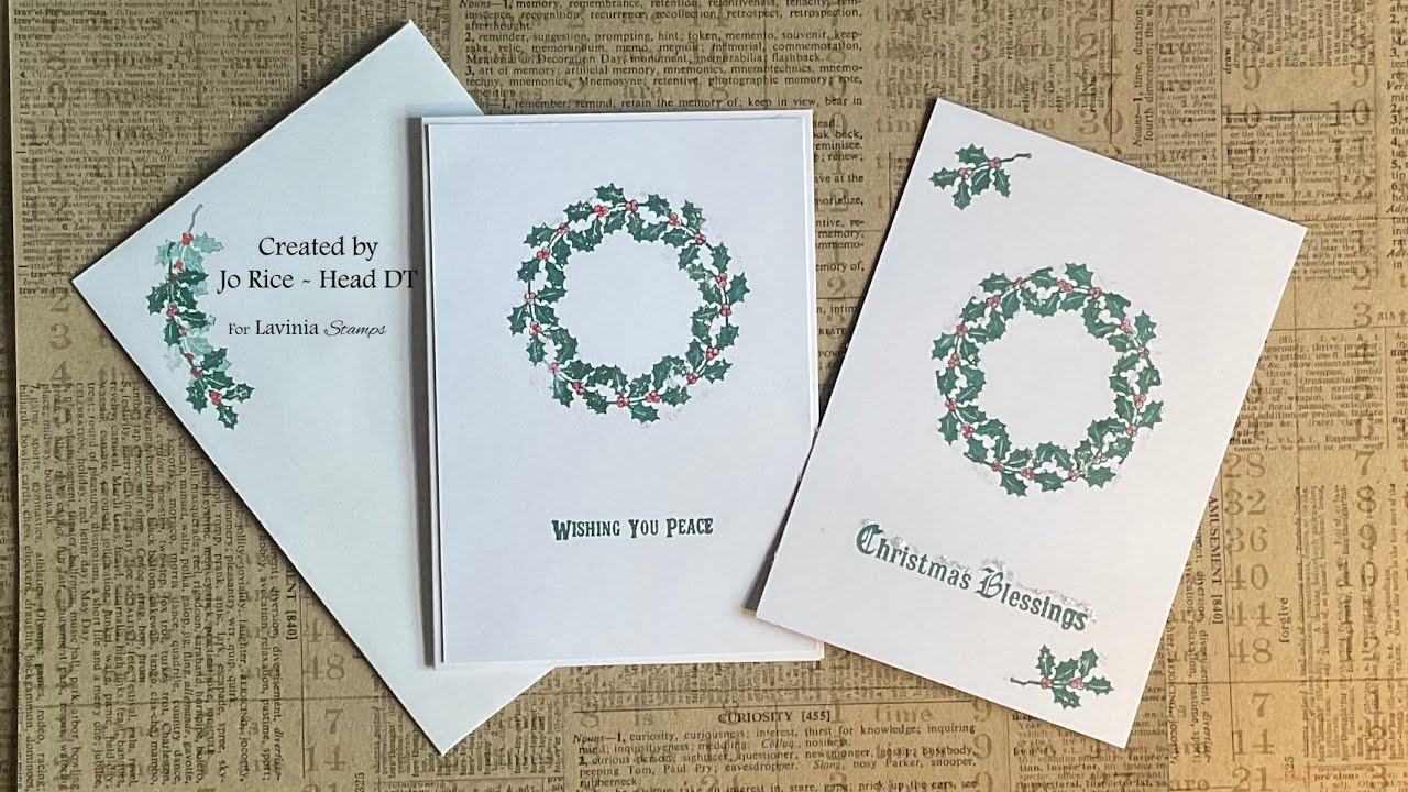 Mini Holly Wreath using Stamp & Spin tool by Jo Rice #laviniastamps #sizzix #christmascard
