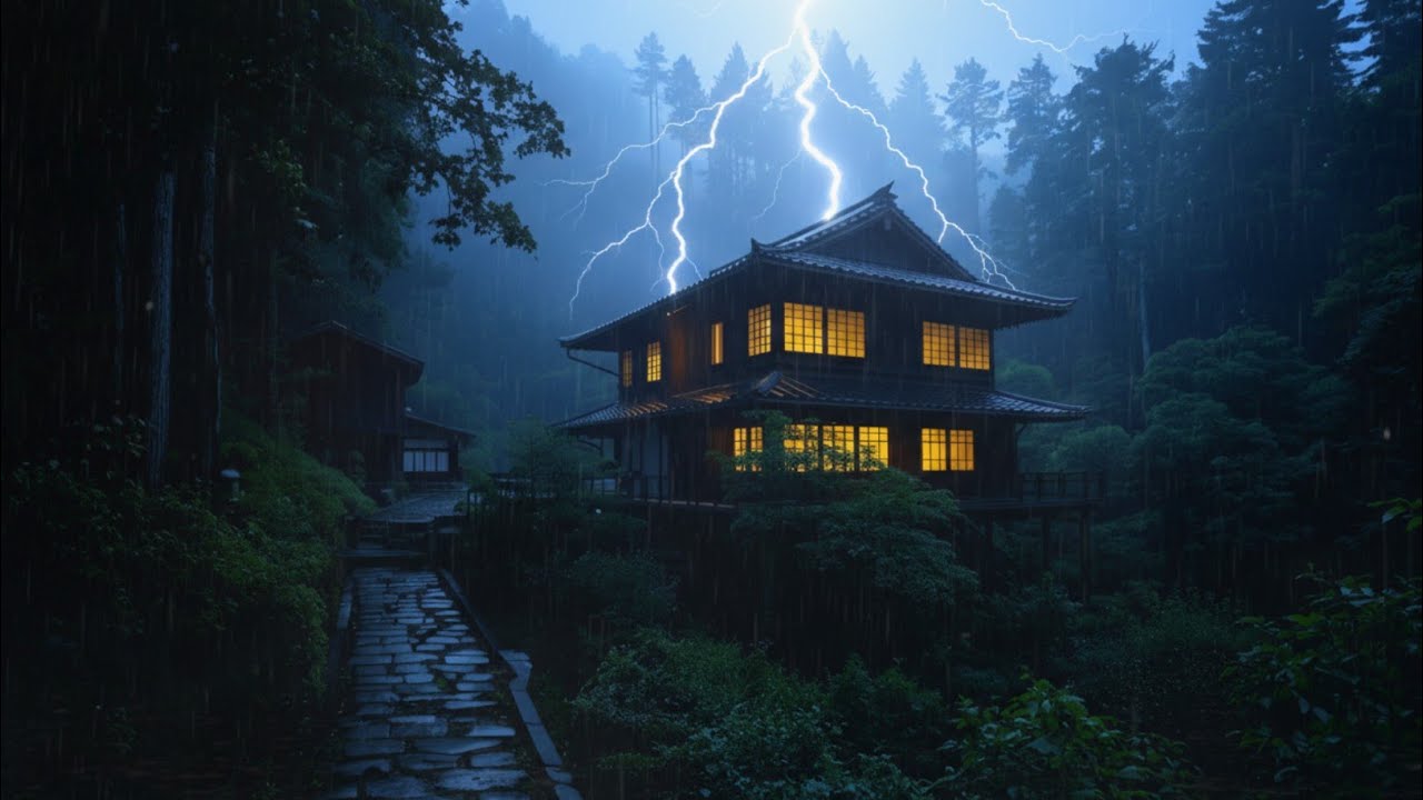 HEAVY RAIN AND THUNDER SOUNDS – Intense Lightning & Loud Thunder for Sleep