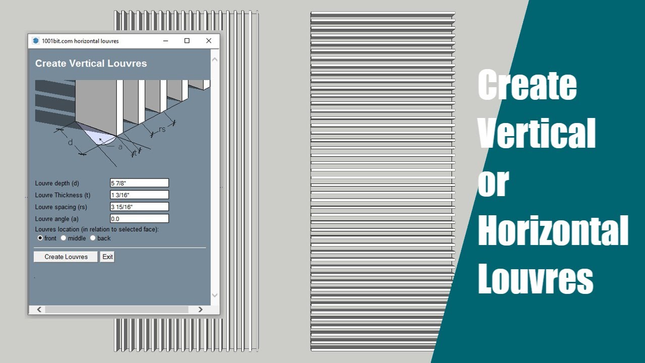 How to make louvers |1001 Bit Tool| Sketchup Hindi|