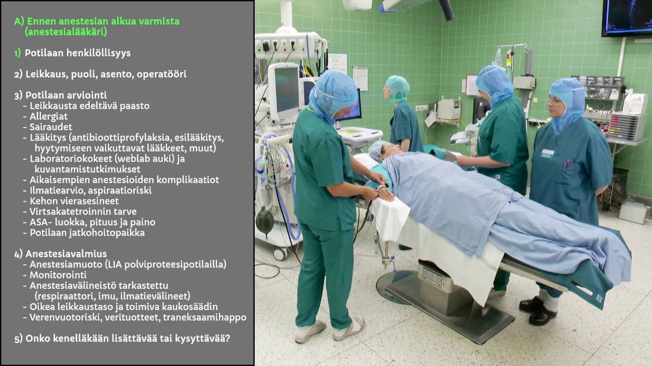 Leikkaustiimin tarkistuslista - ennen anestesian alkua