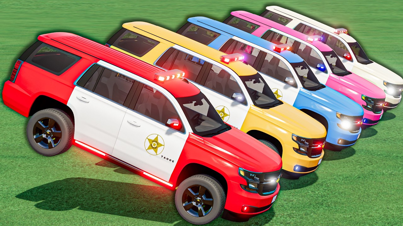 TRANSPORTING ALL POLICE CARS - Loaders Ramps - with TRUCKS ! FS22