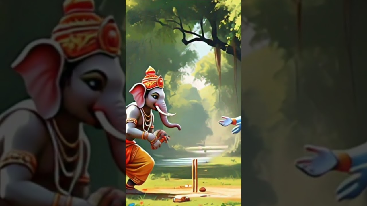 ganapati as cricket player #chanting_space #peacefulchant #animation #devotionalsong #ai #shortsfeed