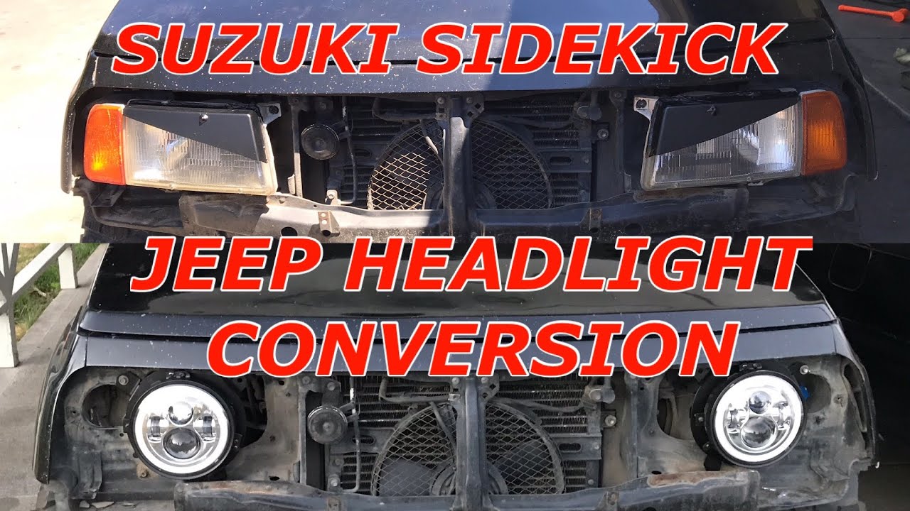 Suzuki Sidekick Jeep headlights conversion 7” round