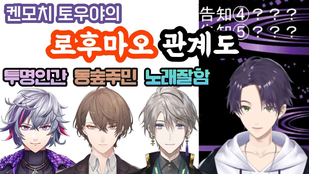 유닛 멤버들과의 관계도를 생각해보는 버튜버 [니지산지/켄모치 토우야/카가미 하야토/후와 미나토/카이다 하루]
